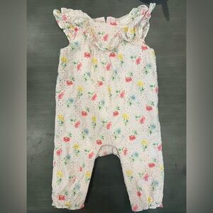 Janie and Jack Baby Floral Eyelet 1-Piece in Pearl Floral sz 3-6 months